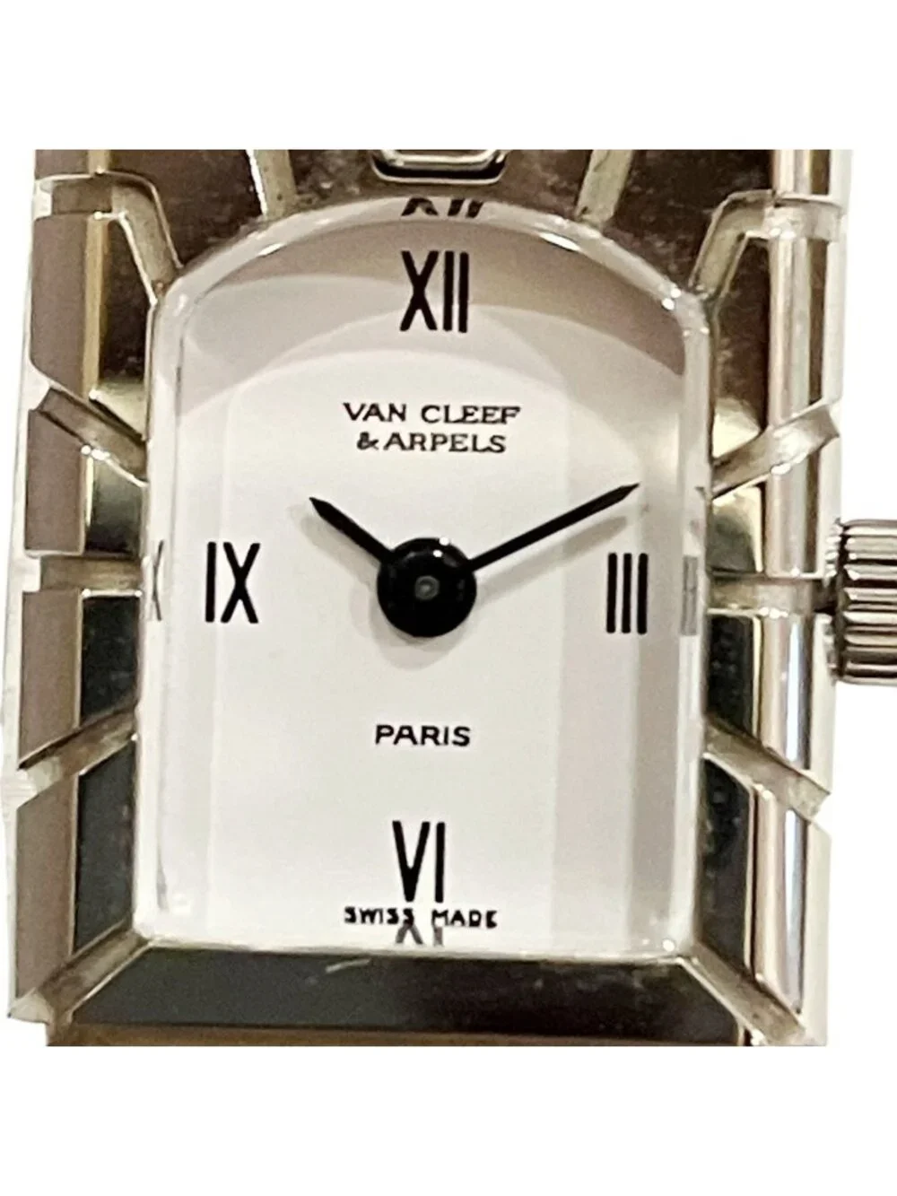 Van Cleef & Arpels Facade Watch SS Leather Quartz White Dial T5